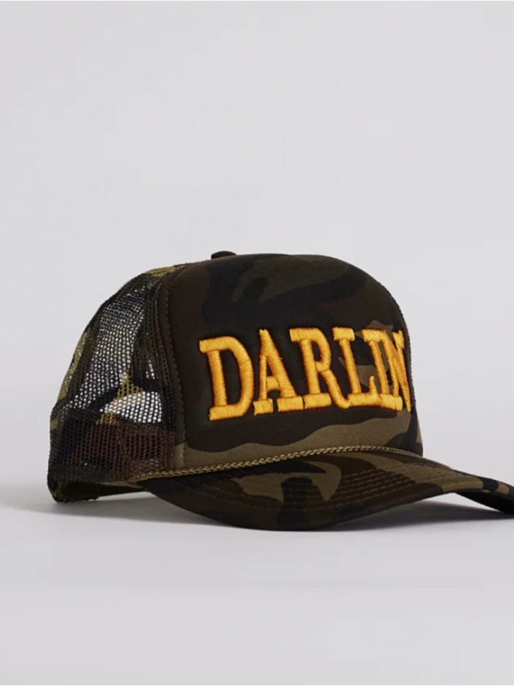 Darlin Brand Embroidered Camo Trucker Hat